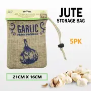 5 x Produce Storage Bag Garlic Onion Storage Vegetable Sack Bag Reusable 21x12cm