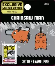 SDCC 2023 CHAINSAW MAN POCHITA ENAMEL PIN SET 2-PACK 500 PC COMIC CON EXCLUSIVE