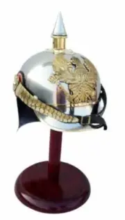 Brass German Imperial Prussian Leather PICKELHAUBE WW1 FR Helmet With Stand Gift