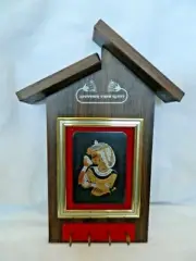 Egyptian Key Holder Wood Copper Pharaoh Dancer Design 9" X 4.5". Sale