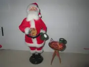Byers Choice Retired 2003 Velvet Santa with Mug, Cookie, and Cookie Table