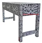RIVA SUMPTUOUS MOTHER OF PEARL HALL TABLE/CONSOLE TABLE 3 DRAWERS BLACK &WHITE