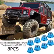 8X Blue Aluminum Wheel Lock Nuts for RC Model Car 1/10 Axial SCX10 Crawler