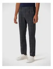 [Politix] Travel Jersey Check Tailored Pant in Charcoal Marle