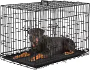 Large Dog Crate Kennel for Medium Large Dogs Metal Dog Cage Double-Door Folding