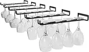6 Pack Wine Glass Rack 12-Inch - Under Cabinet Stemware Holder Stainless Steel, Hanging Wine Glass Organizer for Kitchen, Bar, and Cabinet