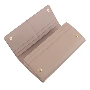 PRADA 三角框浮雕LOGO水波紋皮革雙釦對開長夾(藕粉色) 1MH132 2CN0 F0236