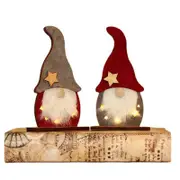 Xmas Tree Ornaments LED Light Wooden Glowing Christmas Decorations