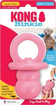 KONG Puppy Binkie Pink SMALL Treat Stuffable Teething Dog Chew Toy -