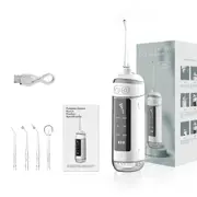 Portable Pull-out Oral Irrigator Dental Water Jet 6 Mode Water Flosser for Teeth Rechargeable 180ML Water Tank Waterproof 4 Tips