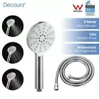 Hand Held Shower Head and 1.5m Shower Hose Bathroom Round 3-Mode Spray Chrome