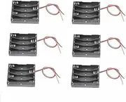 LALAFINA 6Pcs Slot AAA Battery Holder Case with Off Switch and Wire Leads Easy Installation for Robotics and Monolithic Systems