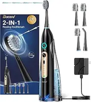 Electric Toothbrush with Water Flosser Combo, Sonic Electric Toothbrush for Adults, Cordless & Portable flossing Toothbrush for Travel, 3 Brush Modes & 5 Floss Speed for Teeth Cleaning and Gum Health