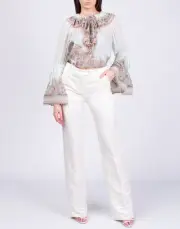 RRP€680 ZIMMERMANN Kaleidoscope Ruffle Blouse AU0 US4 UK8 XS Capricorn Print