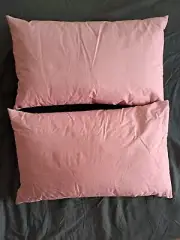 2 Vintage Handmade Feather Pillows 65x40cm/26x16" Feather Weight 1kg/ea 1980s