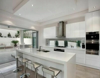 3M MDF 2pc Kitchen with 2M island inc. 40mm Quartz stone top and waterfall