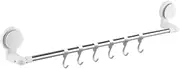 Self-Adhesive Towel Bar Holder, Suction Cup Towel Bar Rail for Bathroom, Kitchen Walls, Removable Mount Towel Rack Rod, Adjustable Length: 40-70 cm, 6 PCS Hook