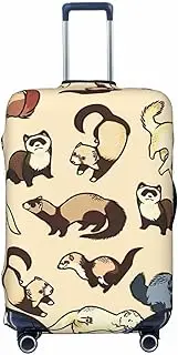 [CADREWY] Hairy Ferret Print Travel Suitcase Cover Luggage Protector with Elastic Anti Scratch for Carry On, Black, Medium