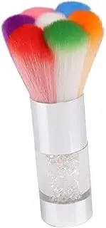 MUSISALY Rainbow Nail Art Cleaner Brush with Metal Handle Petal Shape Powder Brush for Dust Removal for Professional Manicure and DIY Nail Art at Home Silver