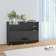 Sideboard High Gloss Black 107x35x80.5 cm Dining Storage