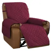 Recliner Sofa Cover with Pocket, Slipcovers Reversible Washable Elastic Adjustable Strap for home(1 Seater,Red)