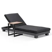 Outdoor Santorini Aluminium Sun Lounge W/ Side Table In Charcoal