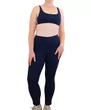 Tory Burch Yoga Set Legging and Bra Matching Activewear, Navy Stripe Medium $256