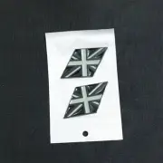 2x Black White Matte UK Flag Metal Sticker Badge Decal Emblem Britain Turbo Auto (for: Peugeot)