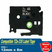 Compatible Laminated Label Tape TZe-335 For Brother P-Touch White on Black 12mm
