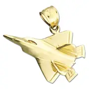 14K Gold F22 Jet Pendant