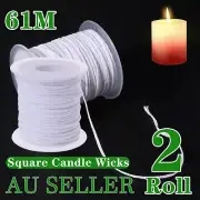 NEW 61M/Roll Spool of Cotton Square Braid Candle Wicks Wick Core Candle MakingAN