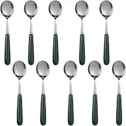 Dadamong 10 Pcs Espresso Coffee Spoons, Stainless Steel Small Spoons with Solid Plastic Handle, Iced Teaspoons Dessert Spoon Ice Cream Cake Spoons for Mixing Stirring, 6.8 Inch (Silver)