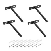 4 Set Floating Shelf Bracket 6", T Bracket for Shelves with Screws, Black