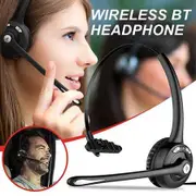 Single Ear Headphones with Microphone,Bluetooth Headset with Mic Clear Call Noise Cancelling For Customer Service Truckers Office Meetings Calls