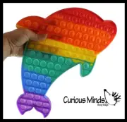 1 Jumbo Dolphin Bubble Pop Game Rainbow - Silicone Push Poke Bubble Wrap Fidget