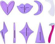 Wusteg 9Pcs Pubic Hair Shaving Stencil with Bikini Trimmer Shaver, Hair Remover Grooming Kit 7 Reusable Sexy & Charming Pubes Styling Shaver Model, Intimate Hygiene Goods for Women