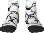 [JEJEA] many Cute Baby Penguins Sketch print Men's Athletic Cushioned Crew Socks Crew Training Athletic Socks Men and Women for Sports