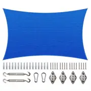 10 ft. x 20 ft. 190 GSM Blue Rectangle Sun Shade Sail with Rectangle Kit