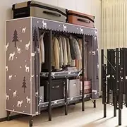 Portable Wardrobe Rack,Canvas Wardrobe for Bedroom Portable Multifunctional Fabric Wardrobe Carries Hanging Rail and Side Pockets Great Temporary Wardrobe for Bedroom,06,170 * 50 * 172 cm