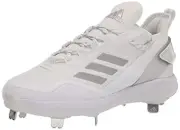 adidas Men's Icon 7 Boost Baseball Shoe, White/Silver Metallic Size 7.5