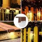 AU 4Pcs Brown LED Solar Light Outdoor Step Fence Warm Light Lamp For Patio