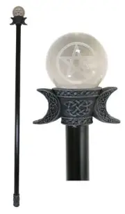 Triple Goddess Sacred Moon Pentagram Star LED Glass Decorative Prop Swagger Cane
