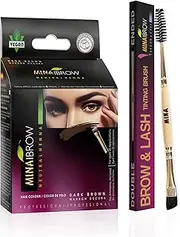 Mina ibrow Hair Color Dark Brown|Natural Spot coloring and Hair Tinting Powder with Duo Angled Brush, Water and Smudge Proof | No Ammonia, No Lead with 100% Gray Converge Upto 30 Application