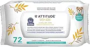 ATTITUDE Baby Wipes, Enriched with Oatmeal, Diaper Wipes for Babies and Newborn, Sensitive and Dry Skin, Dermatologically Tested, Vegan, Unscented, 72 Count