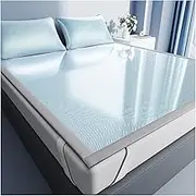Ultra-Breathable Cooling Ice Silk Summer Sleeping Mat with Elastic Straps, Perfect for Hot Nights, Dorms and Guest Rooms, Quick-Dry Machine-Washable Design
