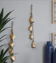 Wall Hanging Bells String of 8 Metal Vintage Indian Style Christmas Decorative