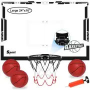Large Indoor Mini Basketball Hoop Set for Kids and Adult 24 X 16 Inch Board F...