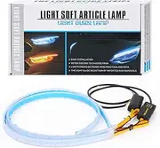Flexible Car Led Light Strip, Dual Color 2 Pcs 24 Inches DRL LED Headlight Surface Strip Tube Light Daytime Running White & Amber Waterproof Switchback Sequential Lamp Turn Signal Light …