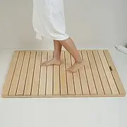 Bathroom Board, Bath Mat for Shower Spa Sauna with Non Slip Feet, Wooden Sturdy Water Proof, for Indoor Or Outdoor Use,Wood Color,30x70cm