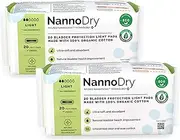 Natural Incontinence Pads - Nannocare Organic Cotton Bladder Leakage Pads - Pads for Incontinent Adults - 20 Light Incontinence Pads (20 Count (Pack of 2)) - 7" Long for Light Leaks